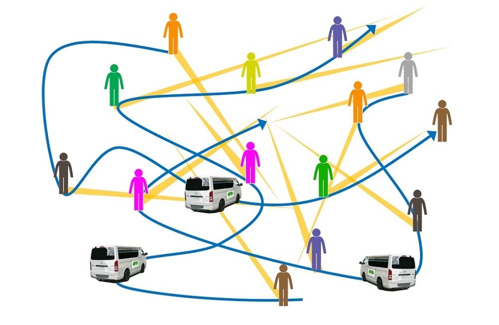 Convehicle的運行計劃示意圖。乘車(chē)點(diǎn)大多設置在垃圾回收站（注1）附近，僅需從家出門(mén)扔垃圾的距離便可使用Convehicle。